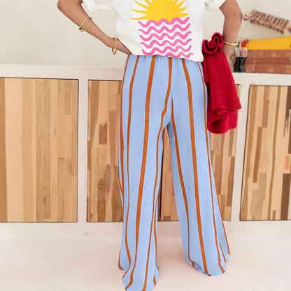 CHARO™ - Comfy Striped Wide-Leg Lounge Trousers