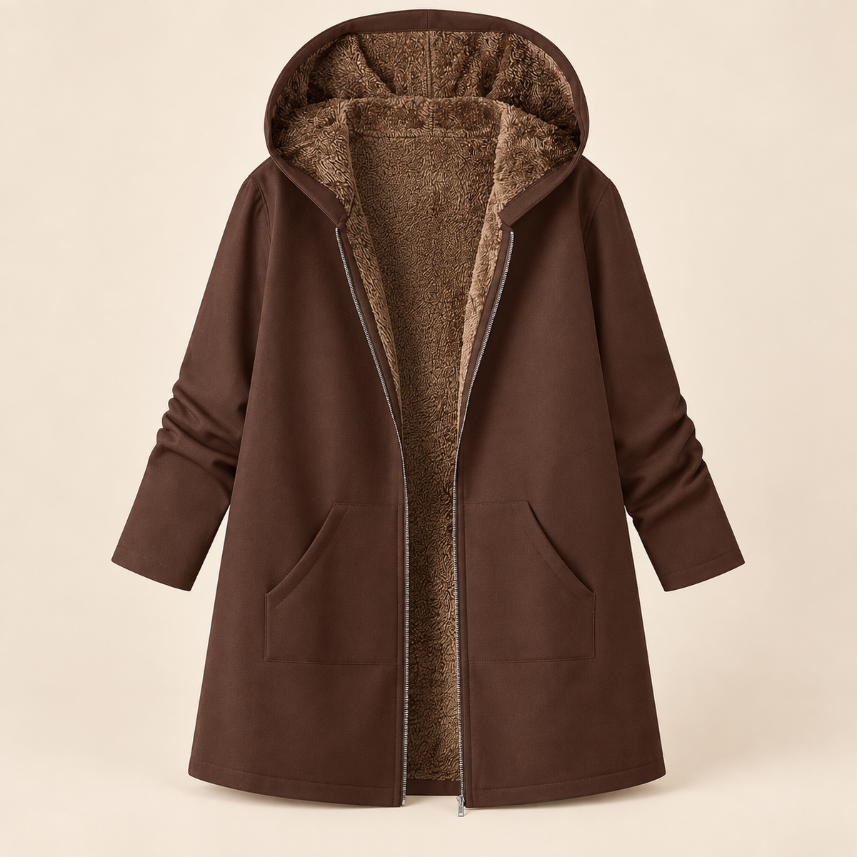Ava | Cosy Sherpa-Lined Hooded Coat