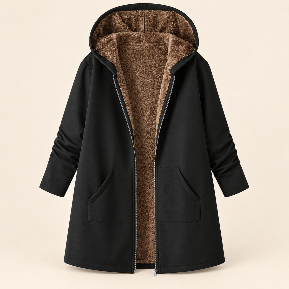 Ava | Cosy Sherpa-Lined Hooded Coat
