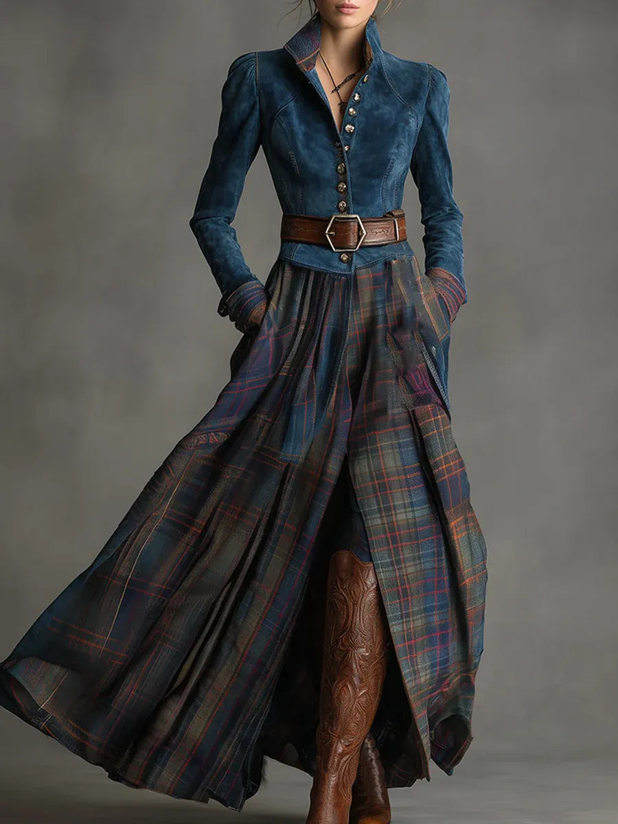 Edurne ║ Maxi Dress in Blue Suede