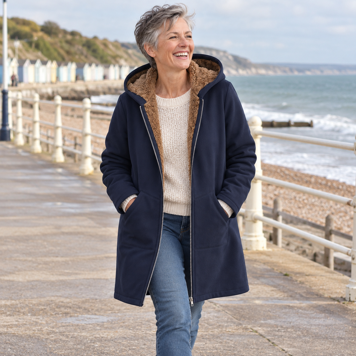 Ava | Cosy Sherpa-Lined Hooded Coat