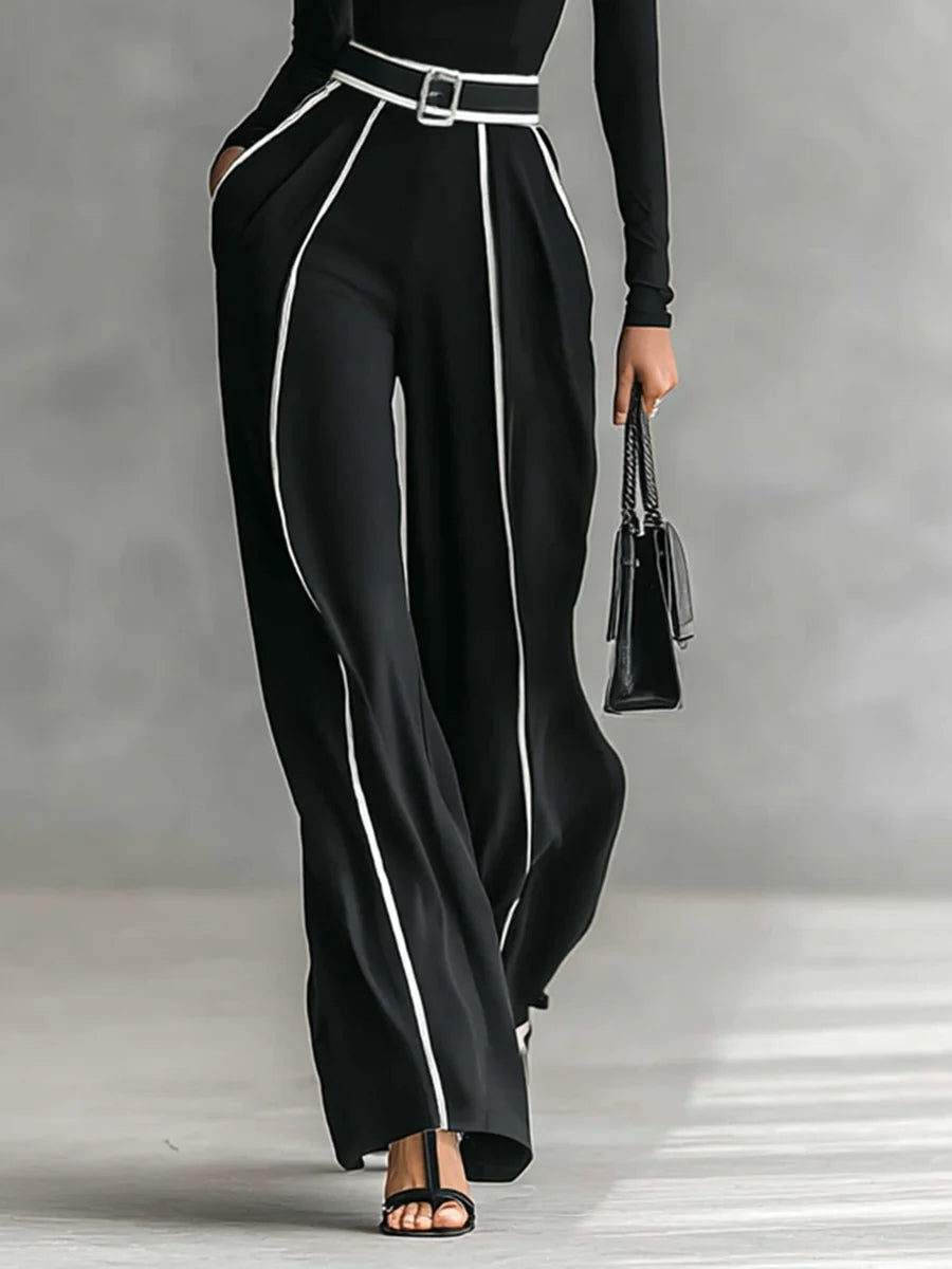 Emma | Elegant High Neck Ensemble with Wide Trousers
