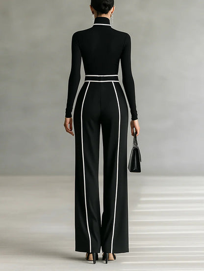 Emma | Elegant High Neck Ensemble with Wide Trousers