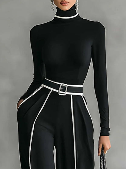 Emma | Elegant High Neck Ensemble with Wide Trousers