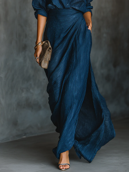Céleste | Elegant shirt and long skirt set