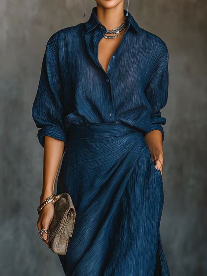 Céleste | Elegant shirt and long skirt set