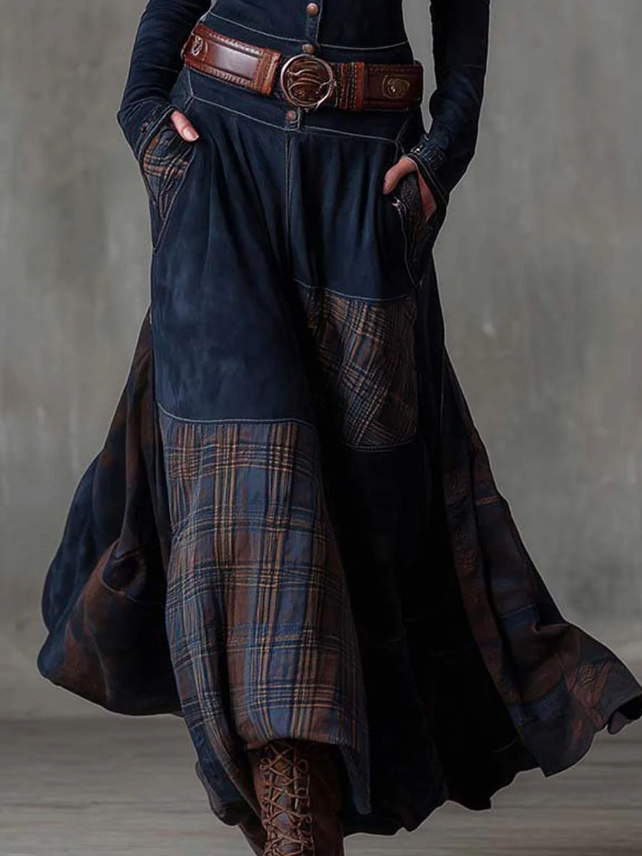 Elise | Long suede-effect dress with belt