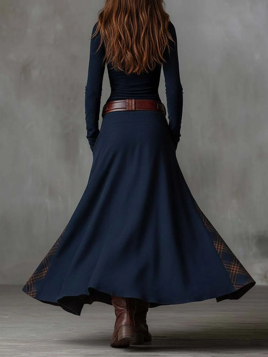 Elise | Long suede-effect dress with belt