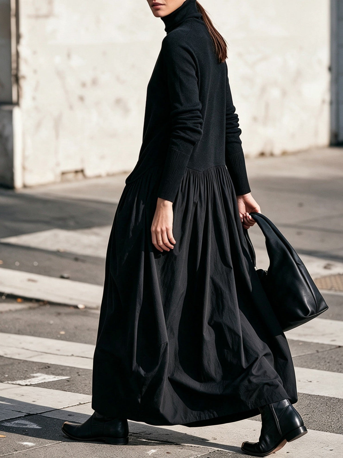 Ilaria | Oversized Maxi Dress with High Neck and Pockets