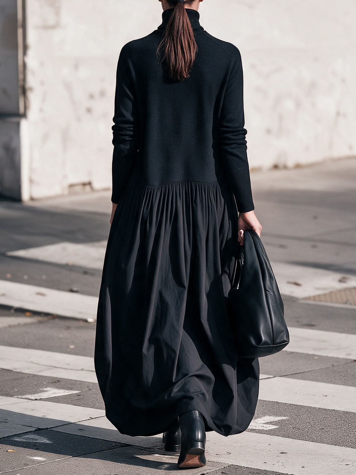 Ilaria | Oversized Maxi Dress with High Neck and Pockets