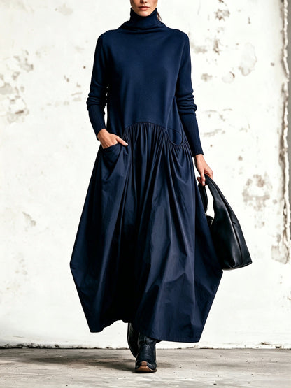 Ilaria | Oversized Maxi Dress with High Neck and Pockets
