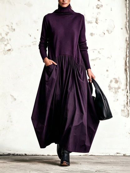 Ilaria | Oversized Maxi Dress with High Neck and Pockets