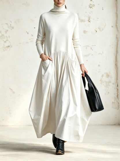 Ilaria | Oversized Maxi Dress with High Neck and Pockets