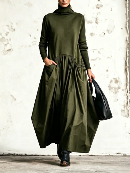 Ilaria | Oversized Maxi Dress with High Neck and Pockets
