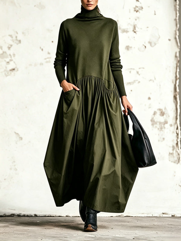 Ilaria | Oversized Maxi Dress with High Neck and Pockets