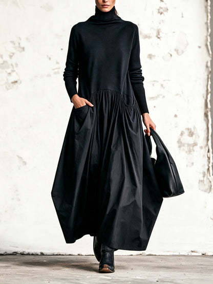 Ilaria | Oversized Maxi Dress with High Neck and Pockets