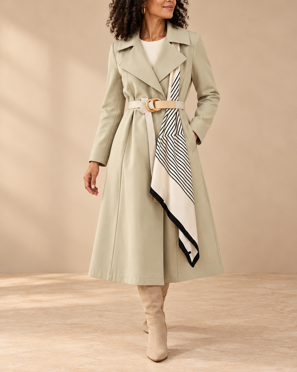Clarice | Belted Classic Midi Trench Coat