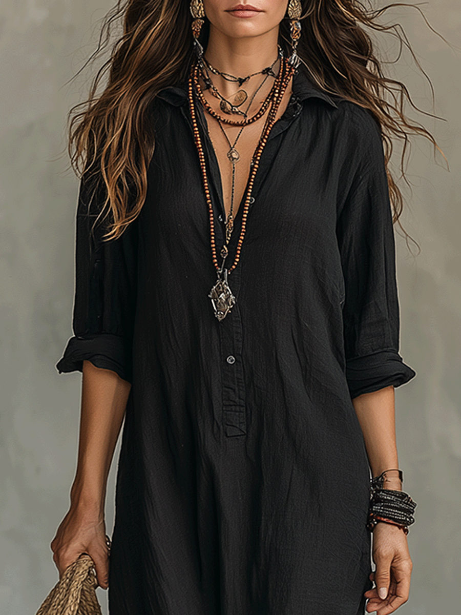 Timeless Button Maxi Dress - Elegant, Lightweight & Easy Fit