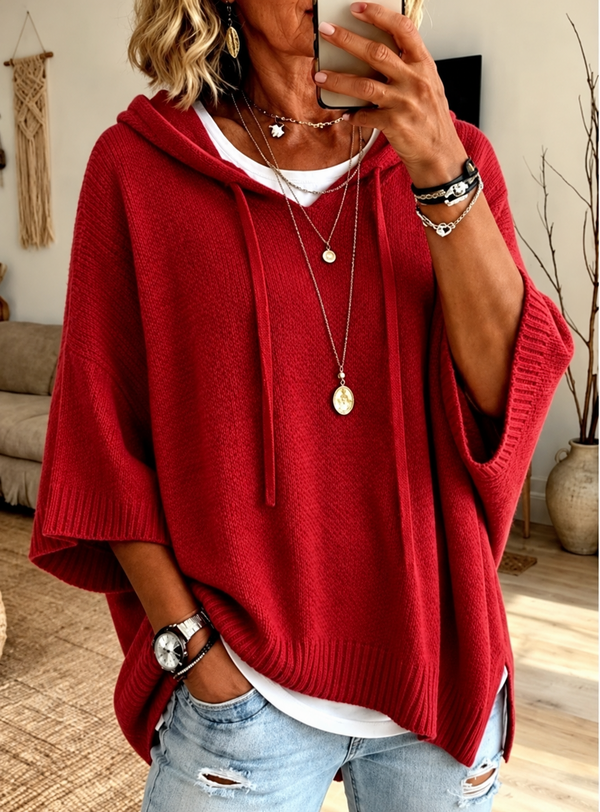 Oceane – Terracotta Poncho Sweater