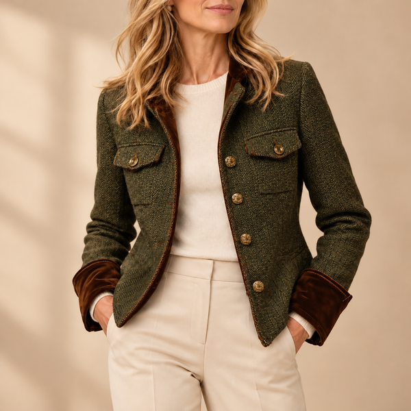 Charlotte olive green twill blazer - Grace & Amelia London