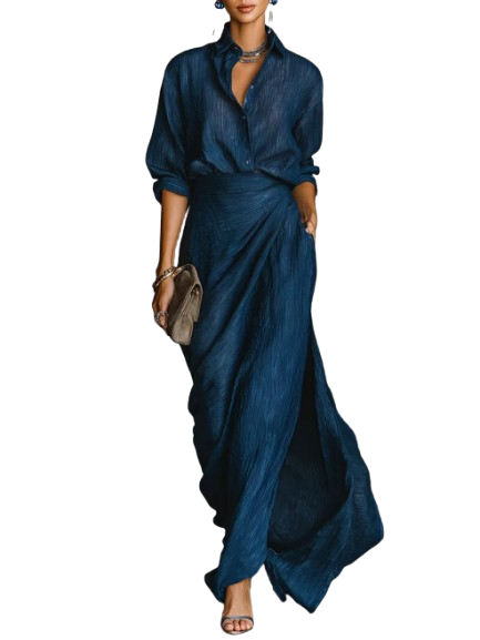 Céleste | Elegant shirt and long skirt set