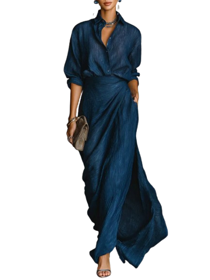 Céleste | Elegant shirt and long skirt set