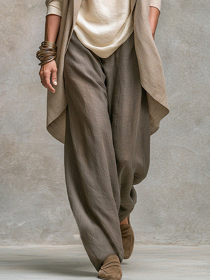 Flaminia | Three-Piece Set with Palazzo Trousers, Beige and Grey