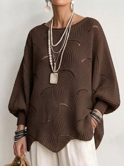 EVE | Women's Open-Knit Batwing Sleeve Pullover Sweater