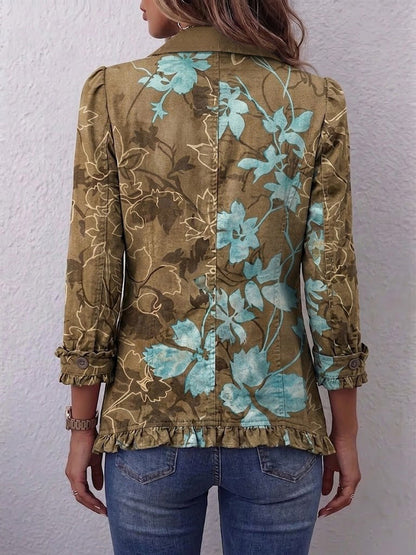 Bianca | Vintage Floral Bohemian Jacket with Ruffles