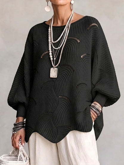 EVE | Women's Open-Knit Batwing Sleeve Pullover Sweater