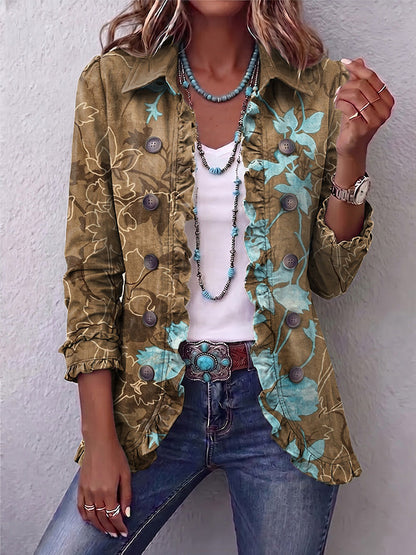 Bianca | Vintage Floral Bohemian Jacket with Ruffles