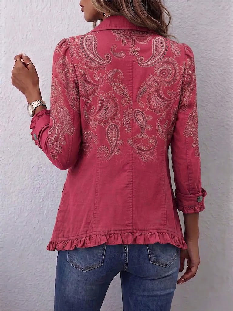 Isotta | Vintage Pink Paisley Jacket with Ruffles