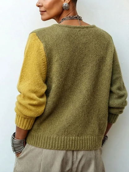FREYA | Women's Colour-Block Asymmetric Button Knit Cardigan