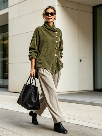 Capucine | Corduroy Sweater with High Collar