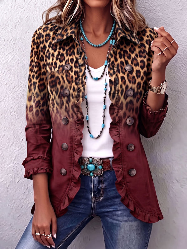 Olimpia | Burgundy Ombre Leopard Blazer