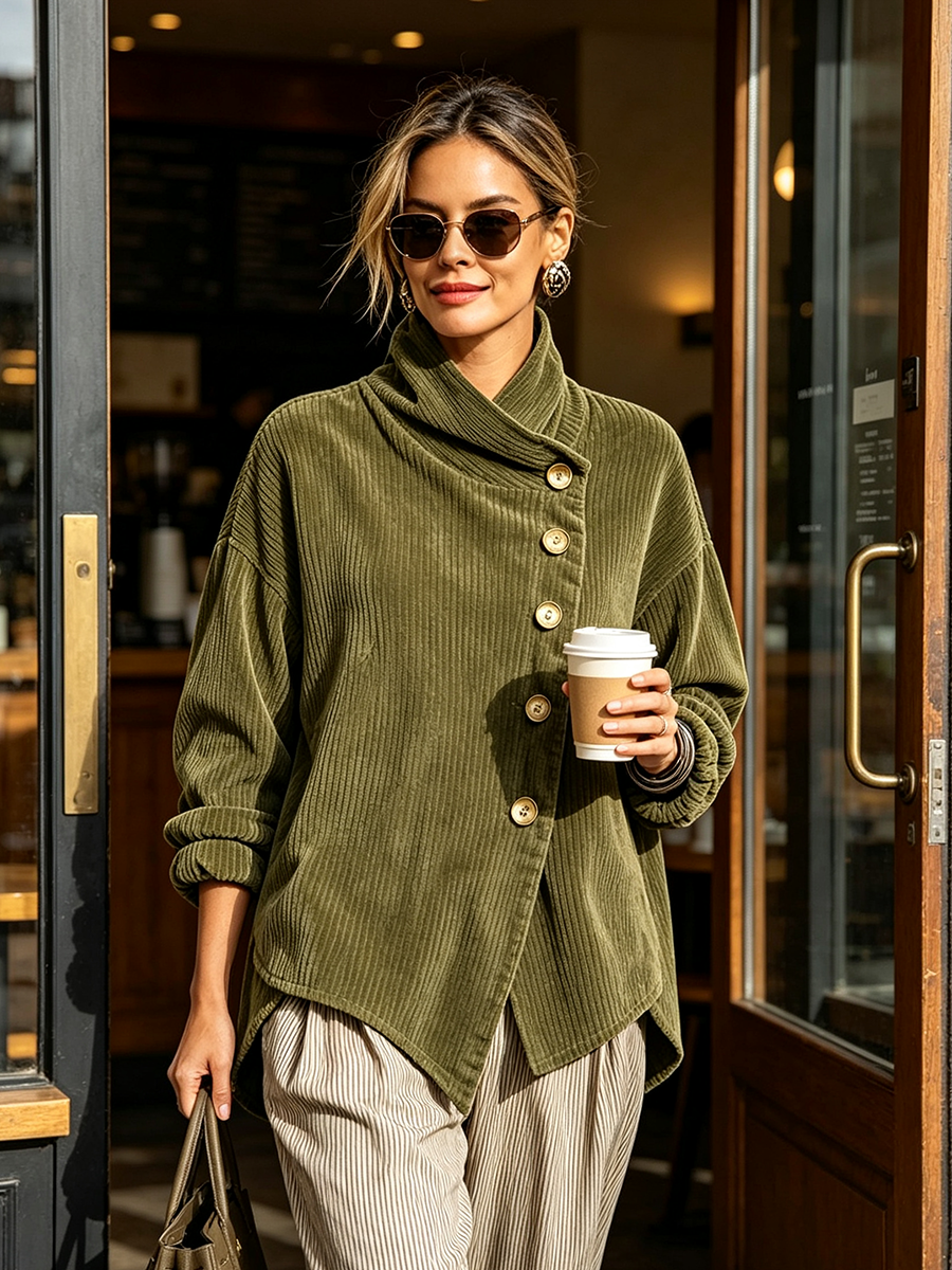 Capucine | Corduroy Sweater with High Collar