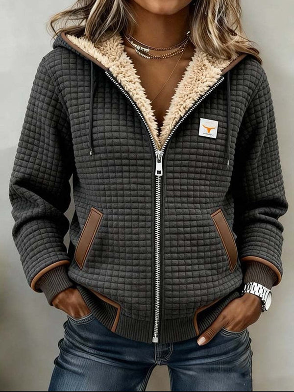 Sandra | Quilted Zip-Up Hooded Jacket with Sherpa Lining