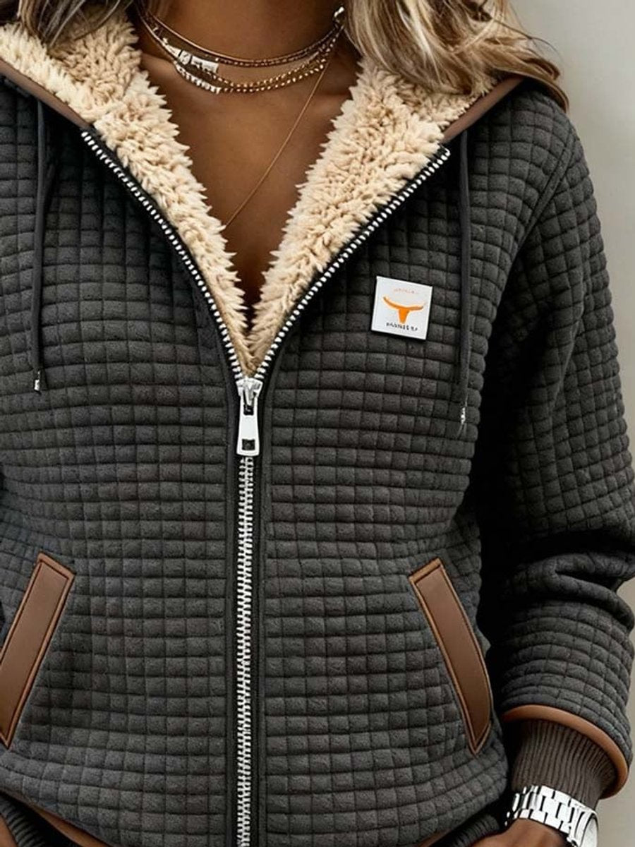 Sandra | Quilted Zip-Up Hooded Jacket with Sherpa Lining